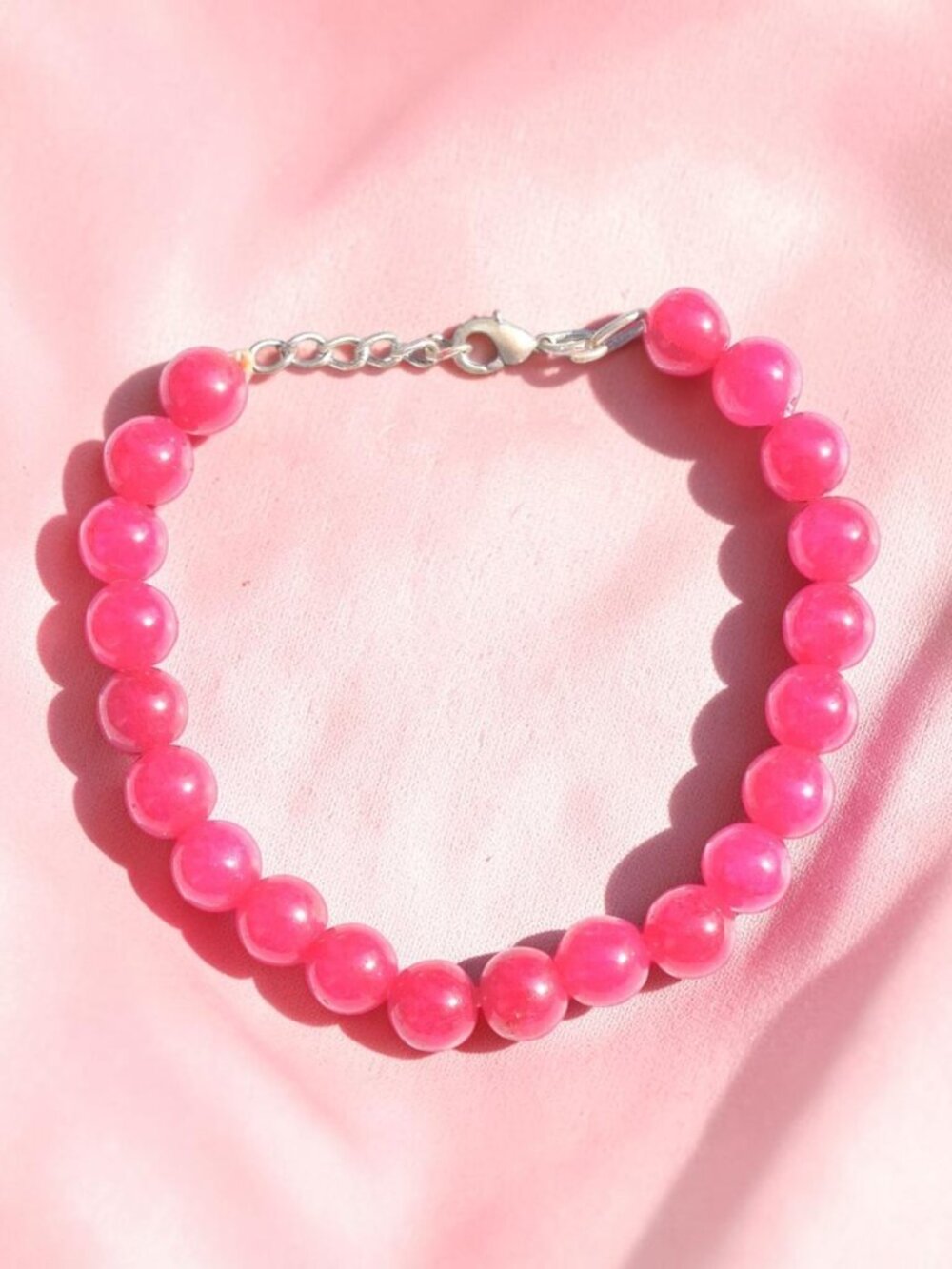 Pink Onyx 70.00 Carats Beaded Bracelet
